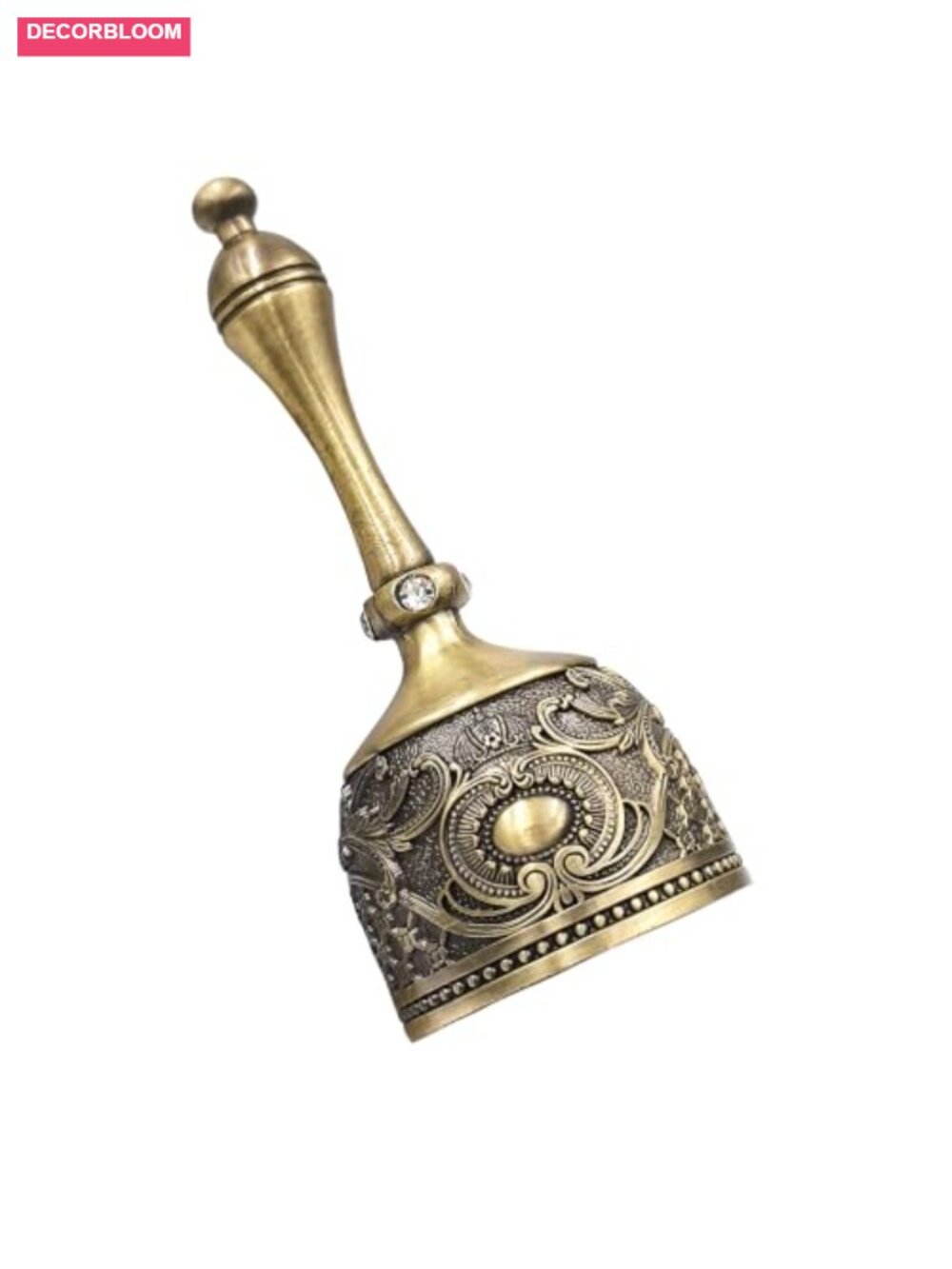 Retro Zinc Alloy Handbell Relief Flower Call Bell Wedding Dinner Decor